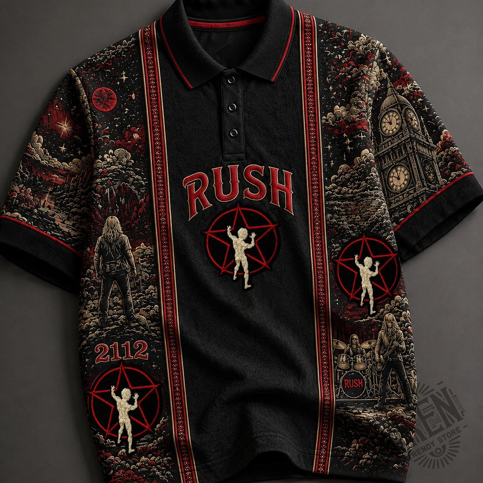 Rush 2112 Album Cover Art Polo Shirt for Men