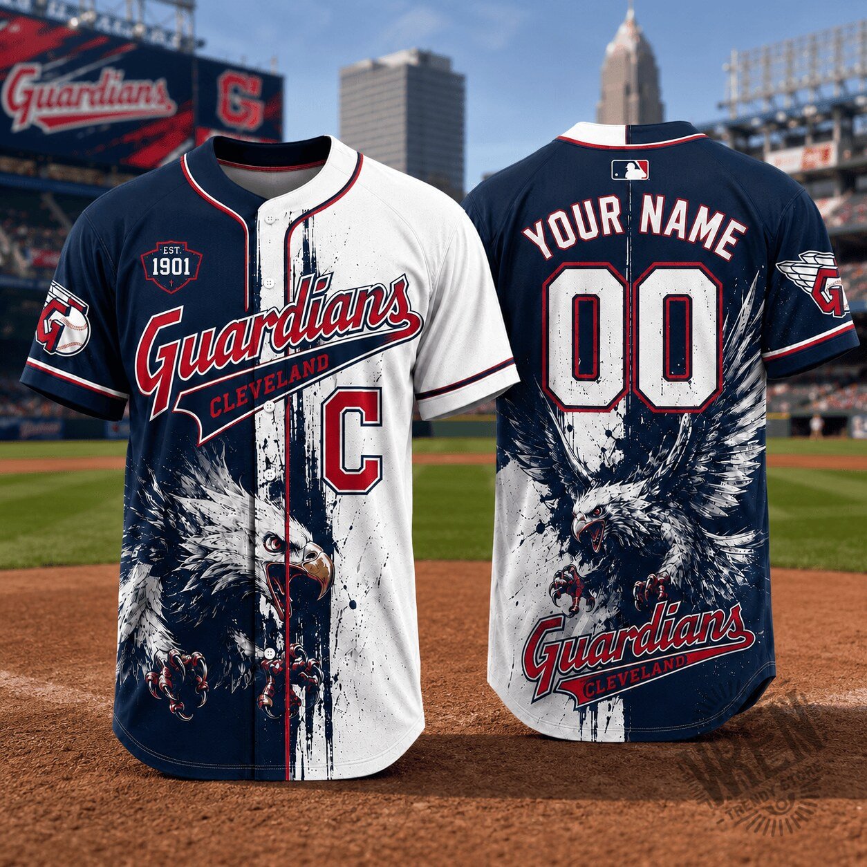 Cleveland Guardians Personalized Baseball Jersey for Men and Women, Custom Name and Number