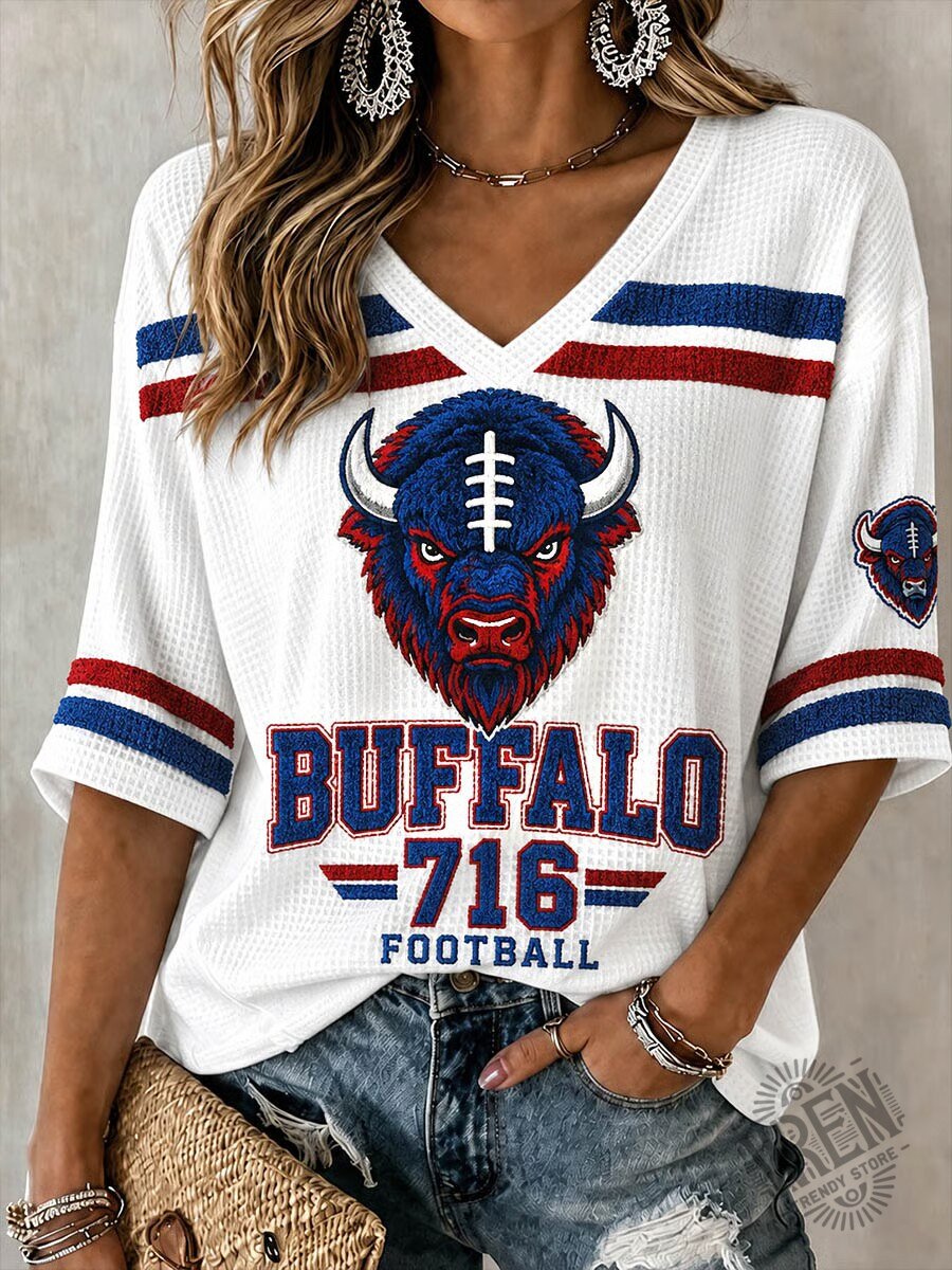 Buffalo Football Team Fan Apparel V-Neck Short Sleeve T-Shirt