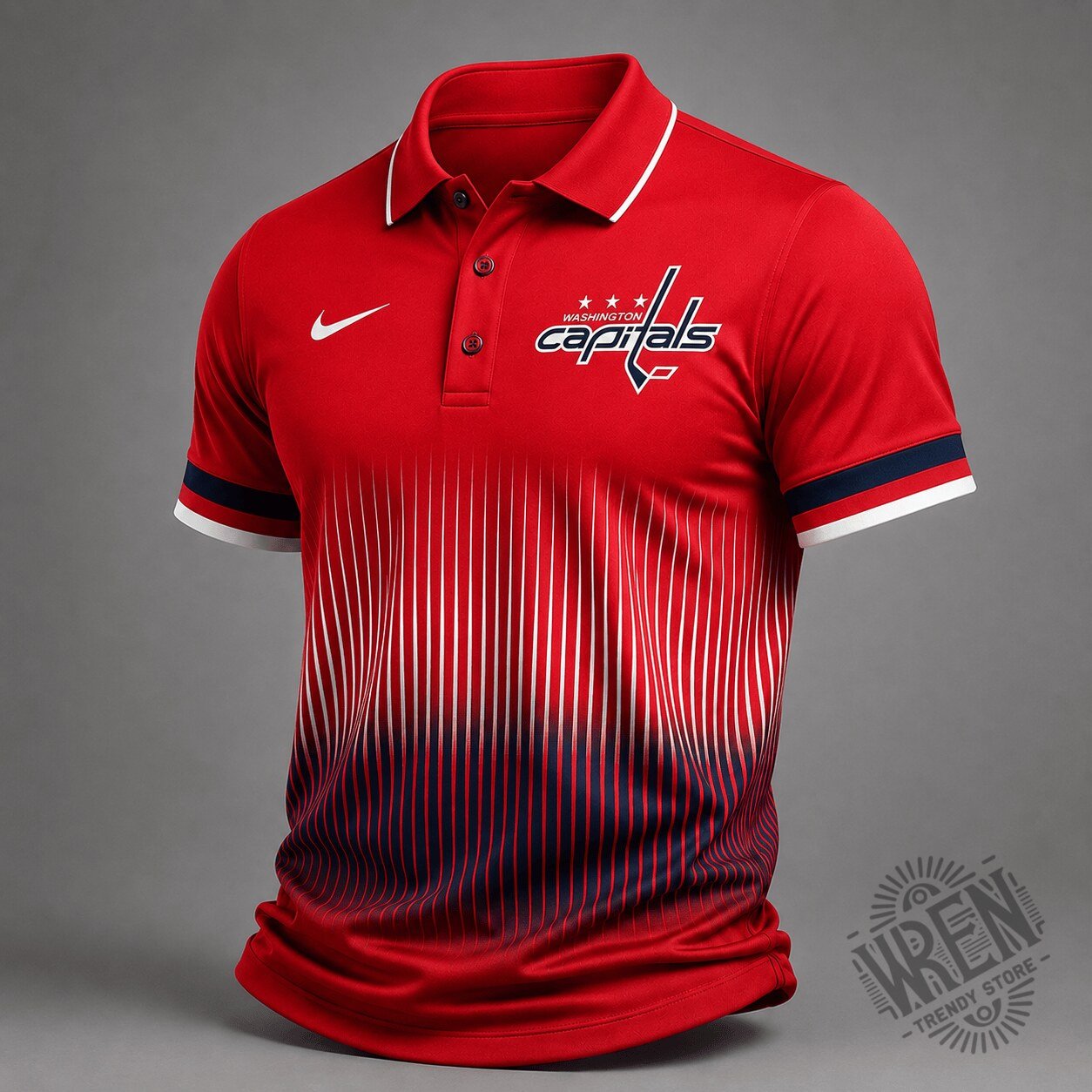 Washington Capitals National Hockey League Red Gradient Pinstripe Performance Polo Shirt