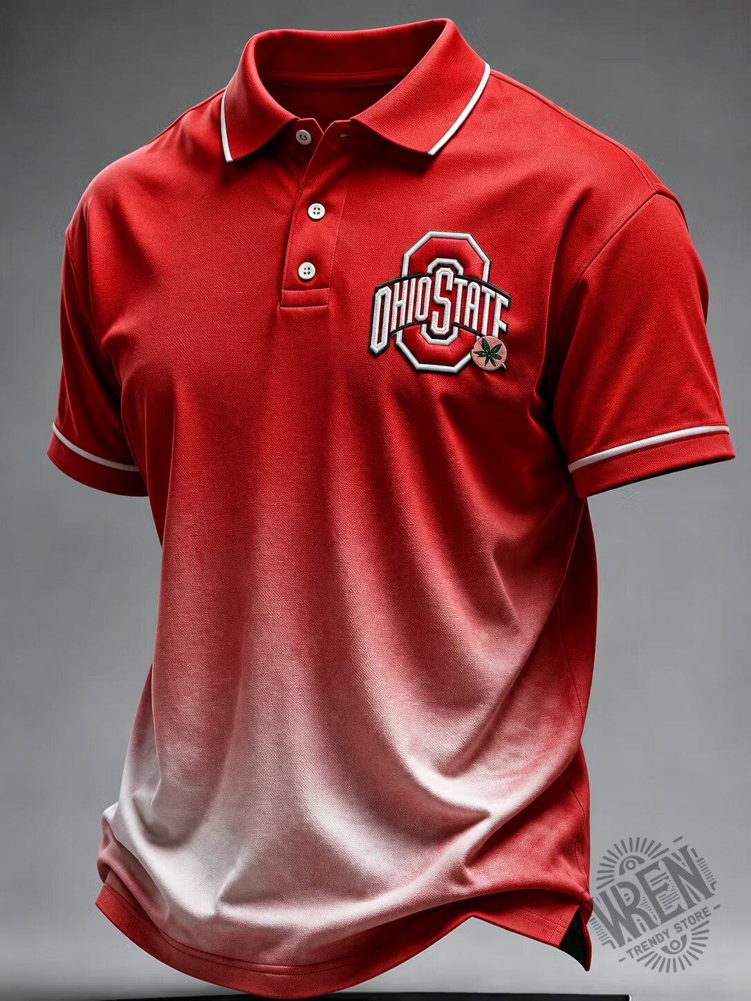 Ohio State Buckeyes Football Team Red Ombre Polo Shirt for Men