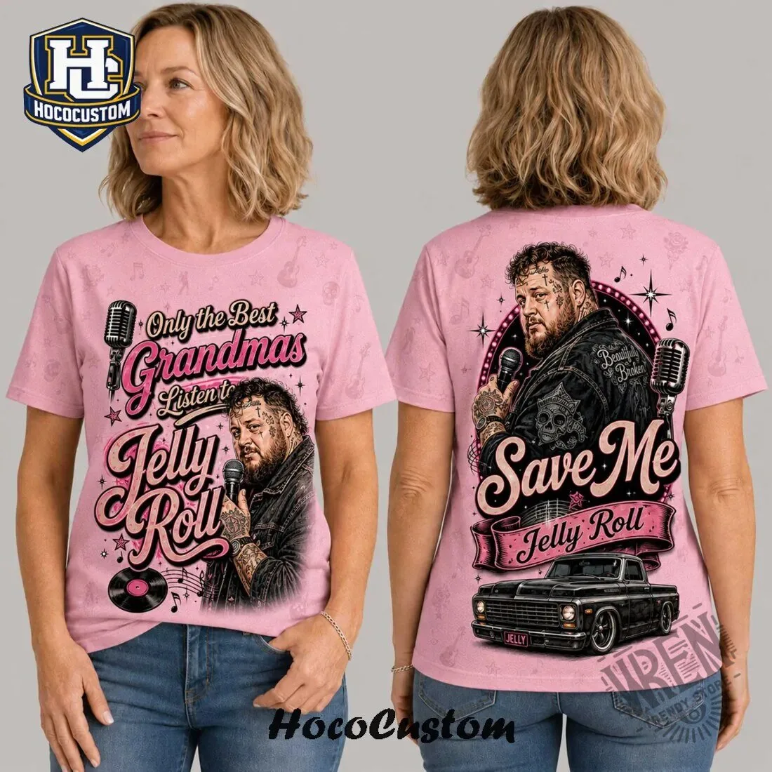 Jelly Roll Save Me Retro Music Pink T-Shirt for Grandmas 1 Jelly Roll Save Me Retro Music Pink T-Shirt for Grandmas
