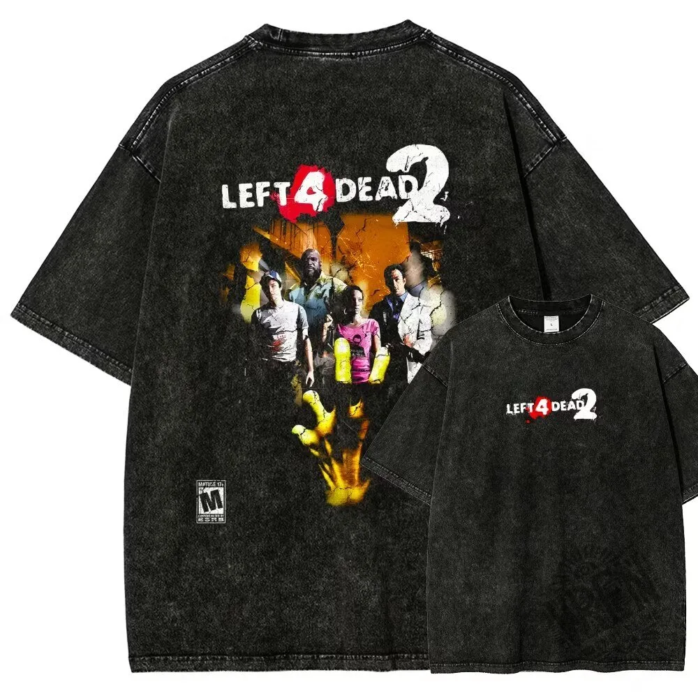 Left 4 Dead 2 Video Game Survivors Washed Black Graphic T-Shirt 5 Left 4 Dead 2 Video Game Survivors Washed Black Graphic T-Shirt