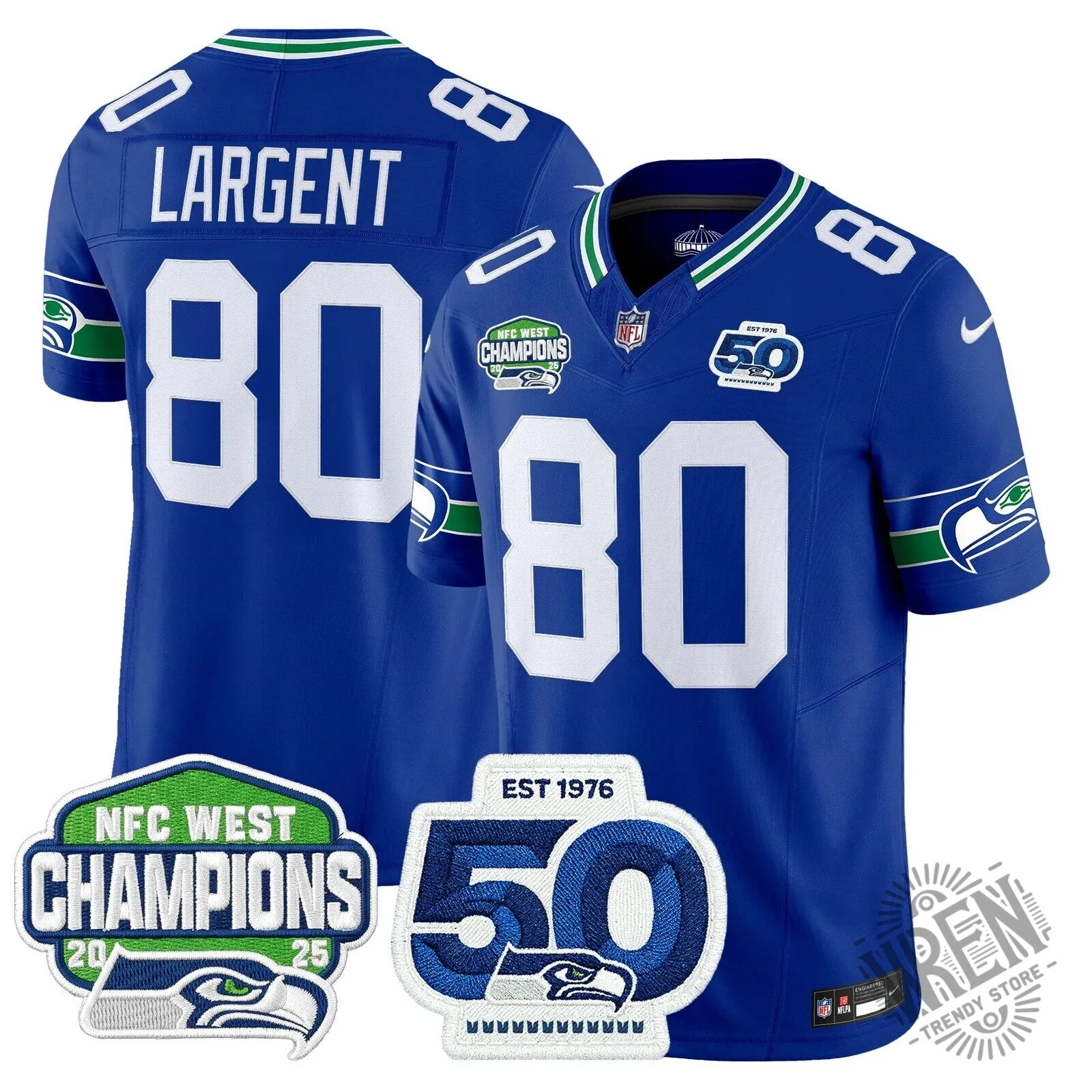 Seattle Seahawks 2025 NFC West Division Champions Sam Darnold Football Jersey 40 Seattle Seahawks 2025 NFC West Division Champions Sam Darnold Football Jersey