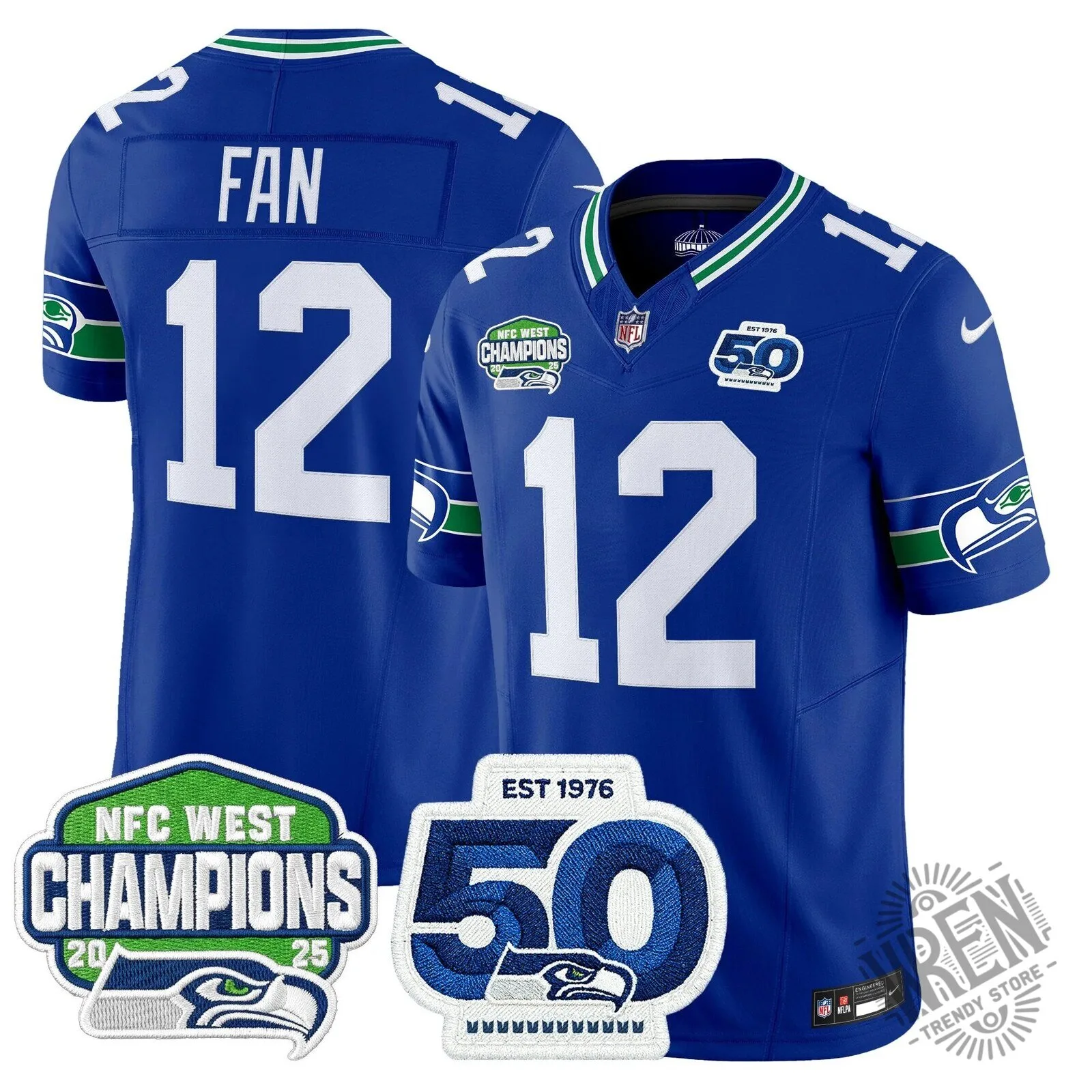 Seattle Seahawks 2025 NFC West Division Champions Sam Darnold Football Jersey 41 Seattle Seahawks 2025 NFC West Division Champions Sam Darnold Football Jersey