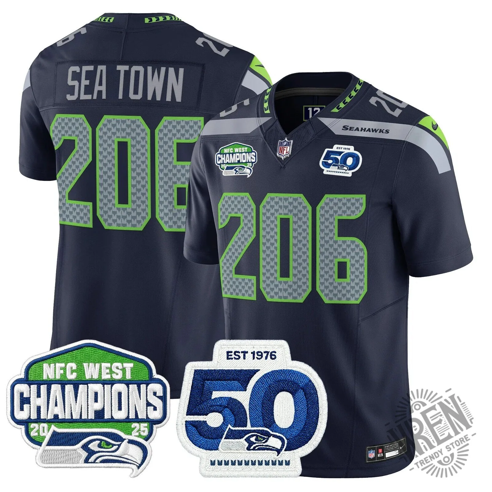 Seattle Seahawks 2025 NFC West Division Champions Sam Darnold Football Jersey 44 Seattle Seahawks 2025 NFC West Division Champions Sam Darnold Football Jersey