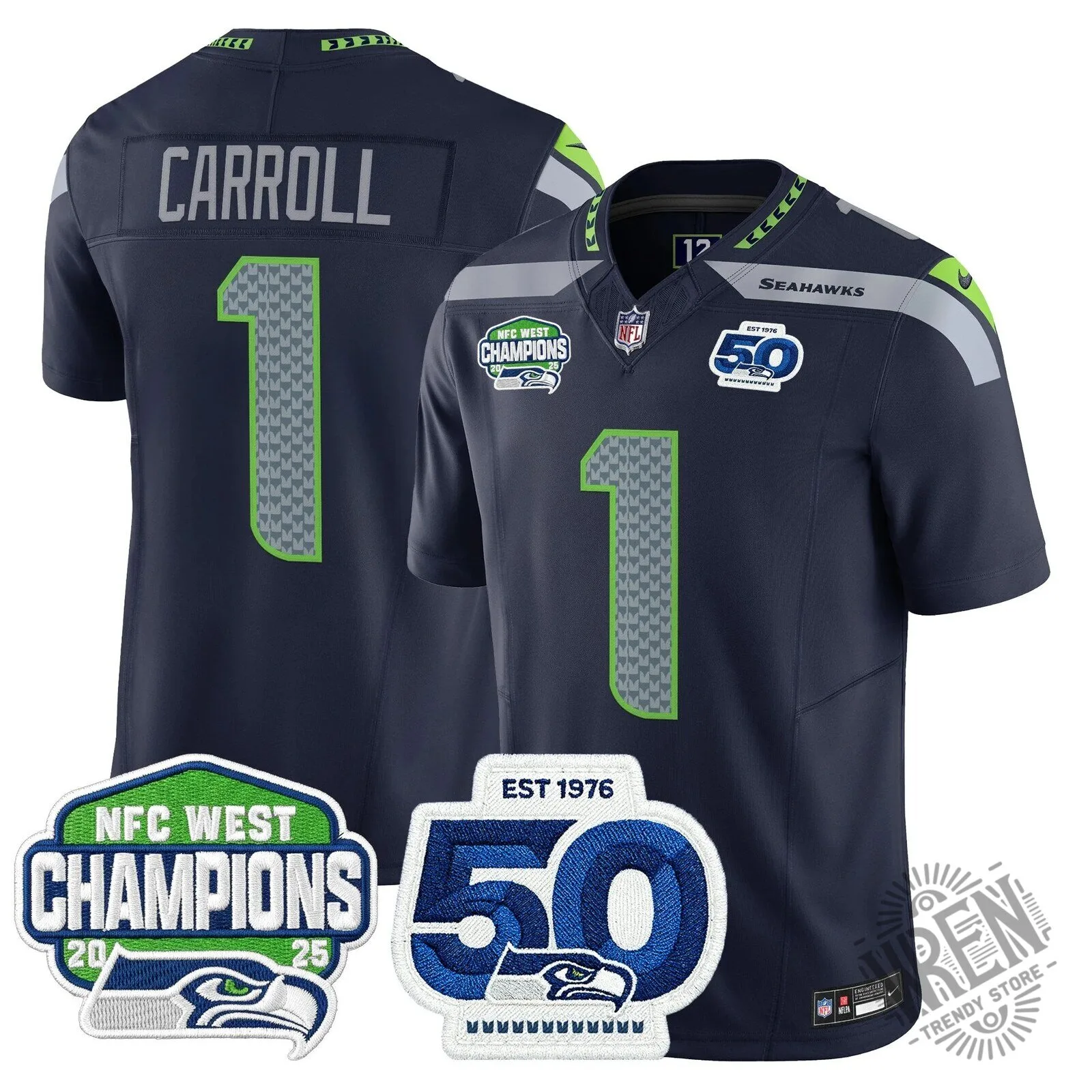 Seattle Seahawks 2025 NFC West Division Champions Sam Darnold Football Jersey 45 Seattle Seahawks 2025 NFC West Division Champions Sam Darnold Football Jersey