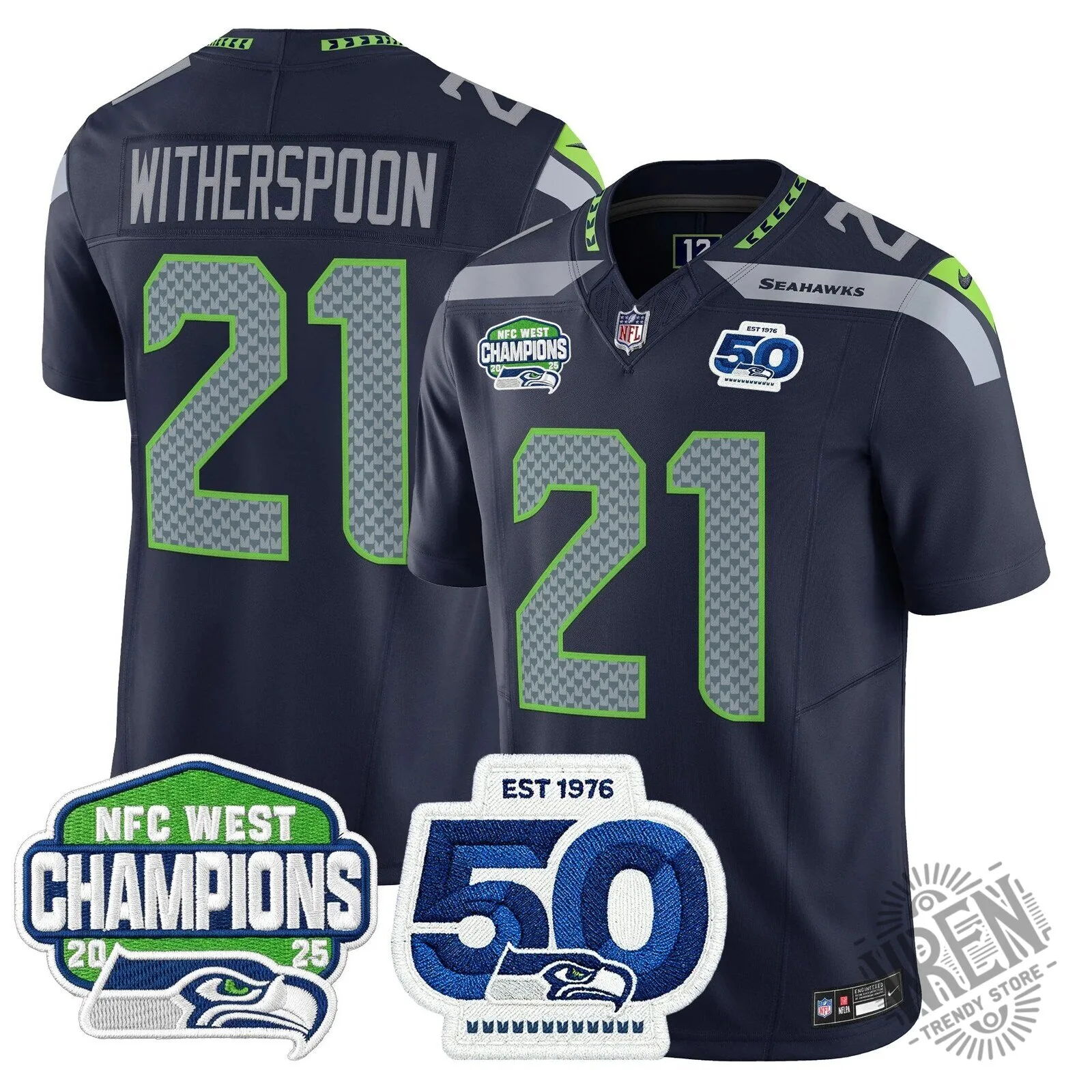 Seattle Seahawks 2025 NFC West Division Champions Sam Darnold Football Jersey 46 Seattle Seahawks 2025 NFC West Division Champions Sam Darnold Football Jersey