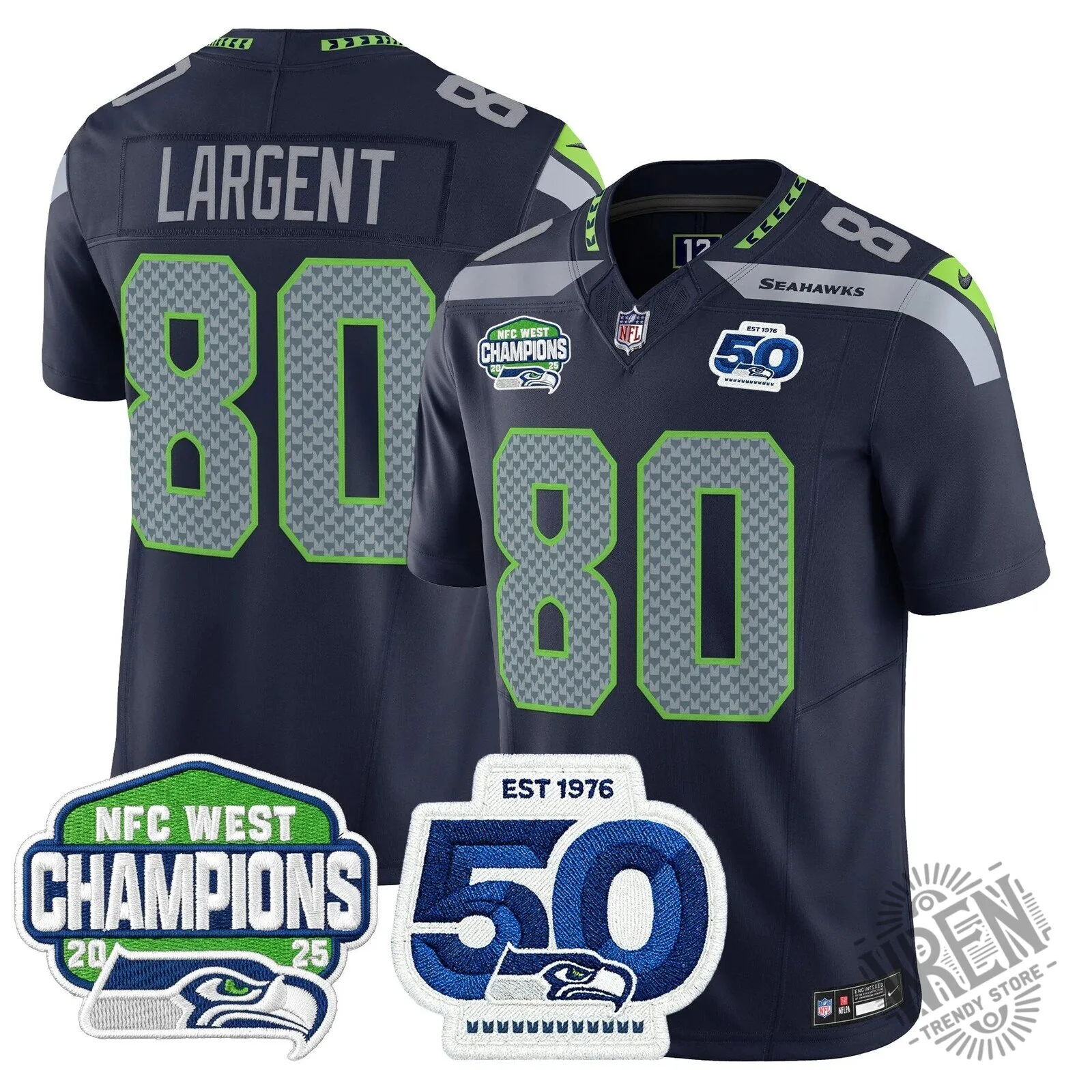 Seattle Seahawks 2025 NFC West Division Champions Sam Darnold Football Jersey 48 Seattle Seahawks 2025 NFC West Division Champions Sam Darnold Football Jersey