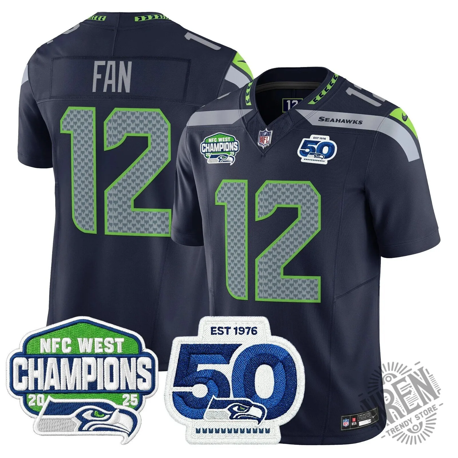 Seattle Seahawks 2025 NFC West Division Champions Sam Darnold Football Jersey 49 Seattle Seahawks 2025 NFC West Division Champions Sam Darnold Football Jersey