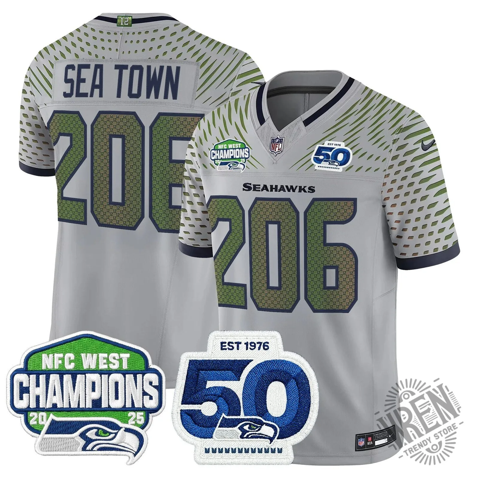 Seattle Seahawks 2025 NFC West Division Champions Sam Darnold Football Jersey 52 Seattle Seahawks 2025 NFC West Division Champions Sam Darnold Football Jersey