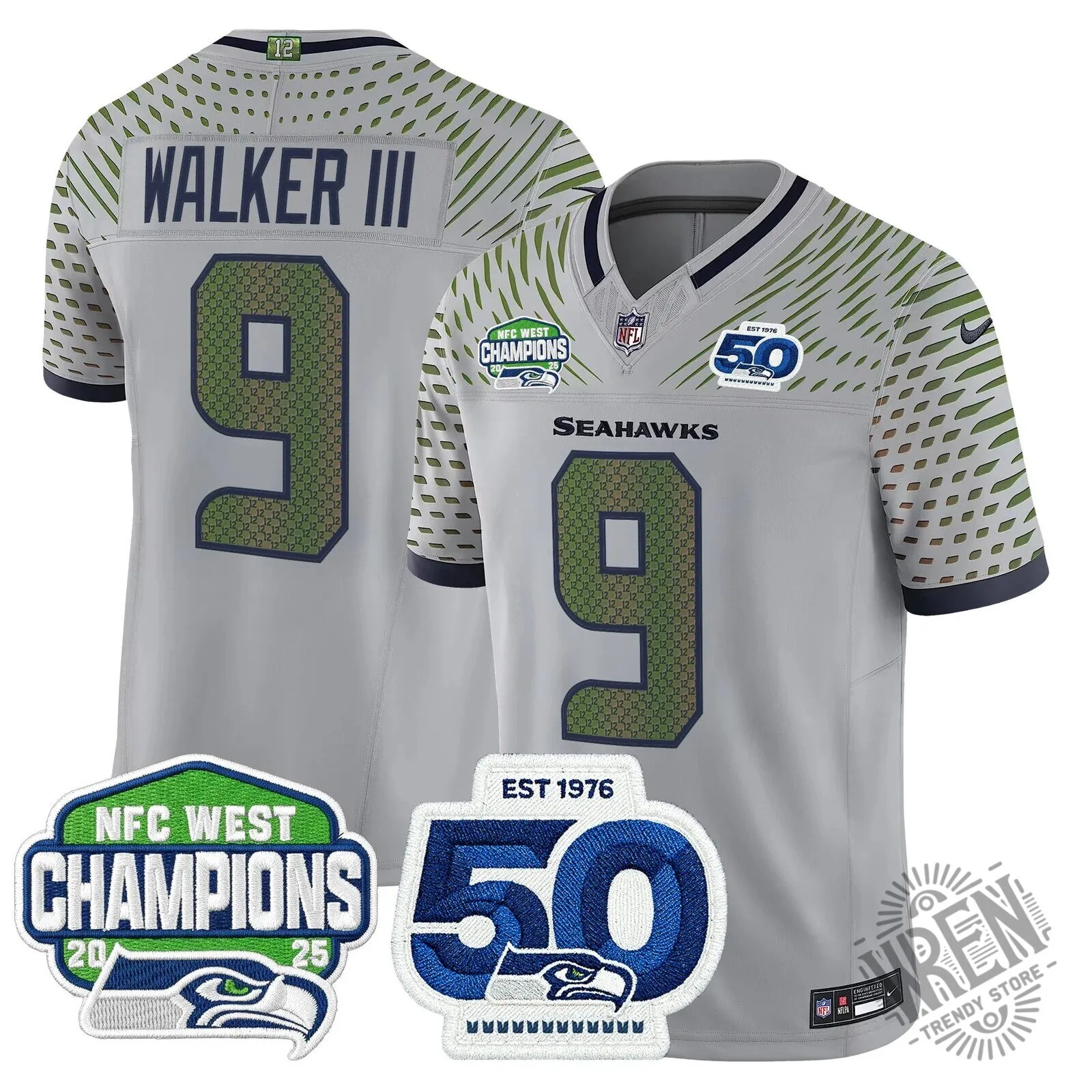 Seattle Seahawks 2025 NFC West Division Champions Sam Darnold Football Jersey 55 Seattle Seahawks 2025 NFC West Division Champions Sam Darnold Football Jersey