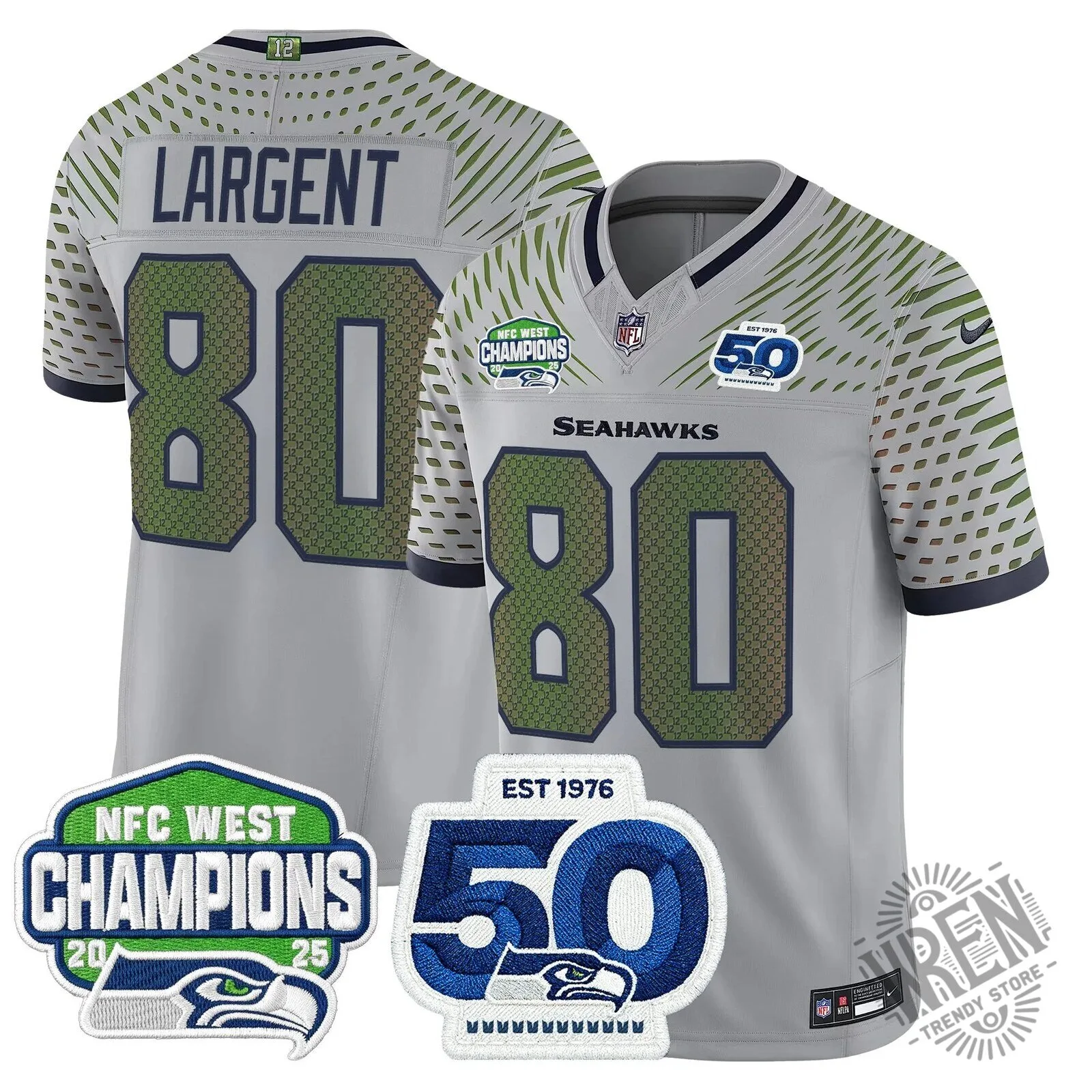 Seattle Seahawks 2025 NFC West Division Champions Sam Darnold Football Jersey 56 Seattle Seahawks 2025 NFC West Division Champions Sam Darnold Football Jersey