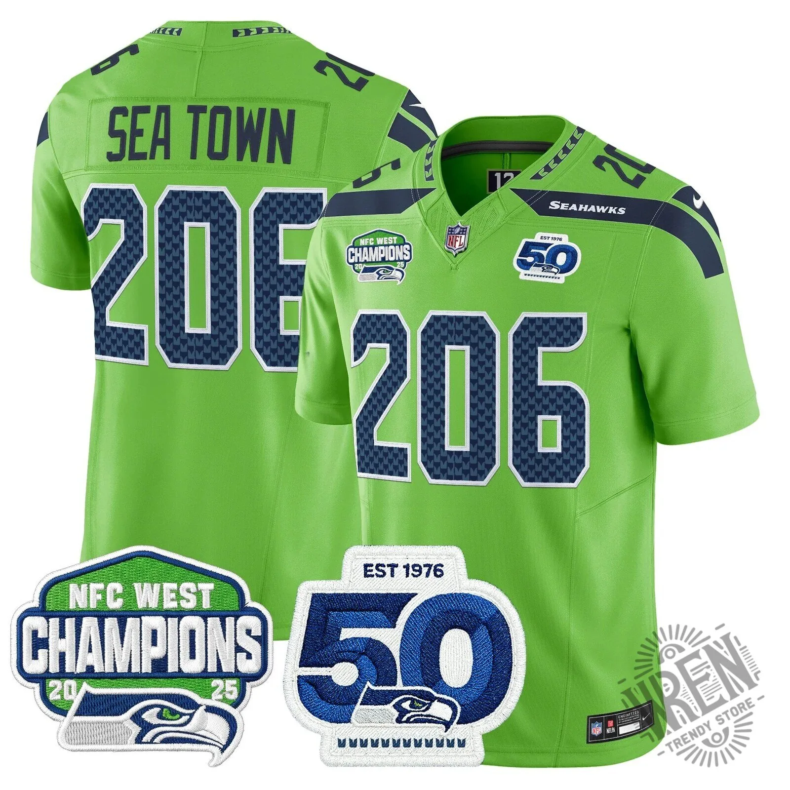 Seattle Seahawks 2025 NFC West Division Champions Sam Darnold Football Jersey 60 Seattle Seahawks 2025 NFC West Division Champions Sam Darnold Football Jersey