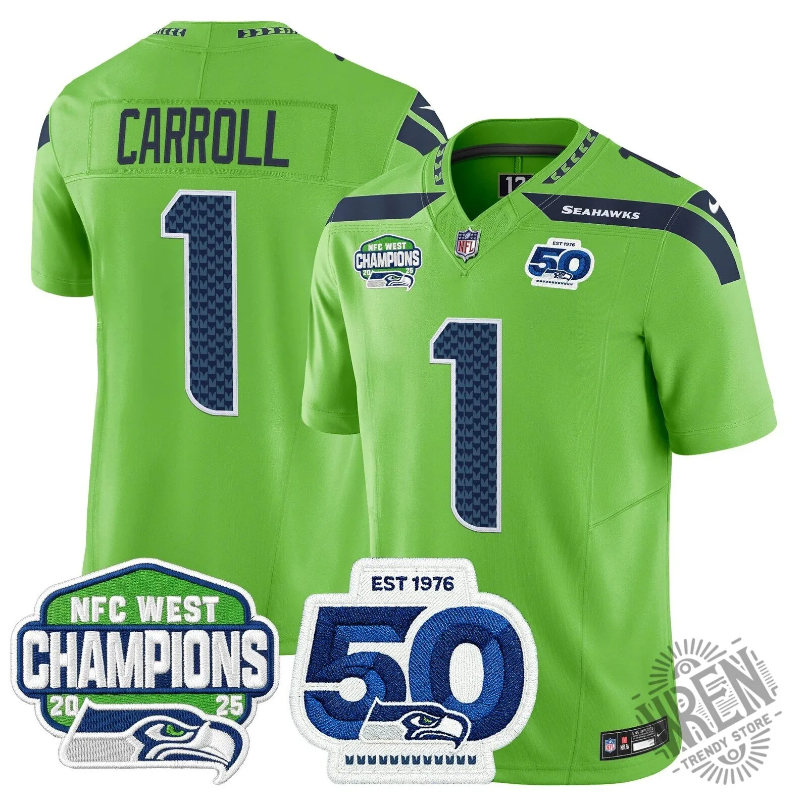 Seattle Seahawks 2025 NFC West Division Champions Sam Darnold Football Jersey 61 Seattle Seahawks 2025 NFC West Division Champions Sam Darnold Football Jersey