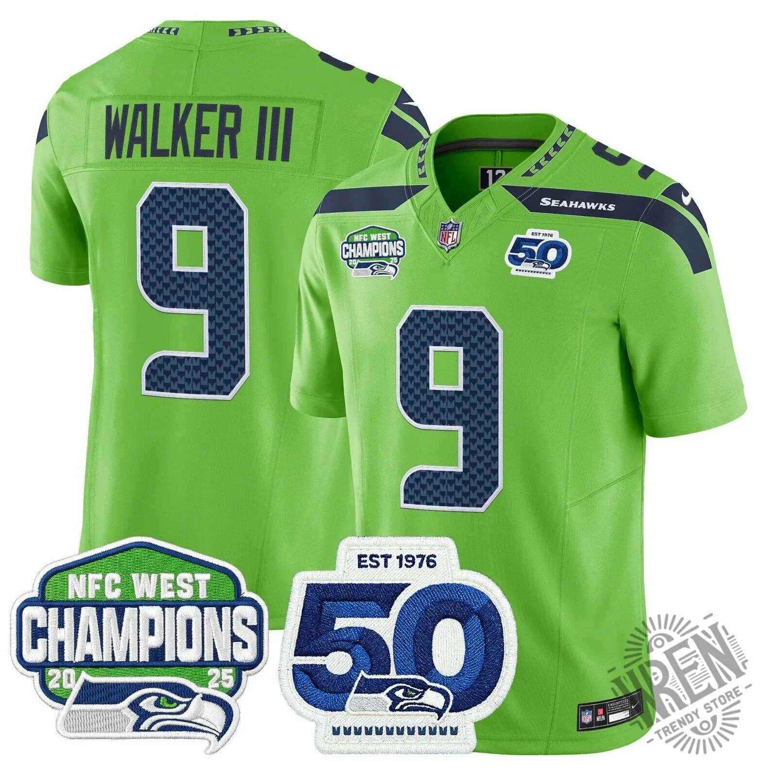 Seattle Seahawks 2025 NFC West Division Champions Sam Darnold Football Jersey 63 Seattle Seahawks 2025 NFC West Division Champions Sam Darnold Football Jersey