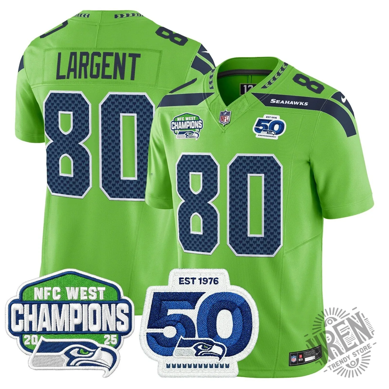 Seattle Seahawks 2025 NFC West Division Champions Sam Darnold Football Jersey 64 Seattle Seahawks 2025 NFC West Division Champions Sam Darnold Football Jersey