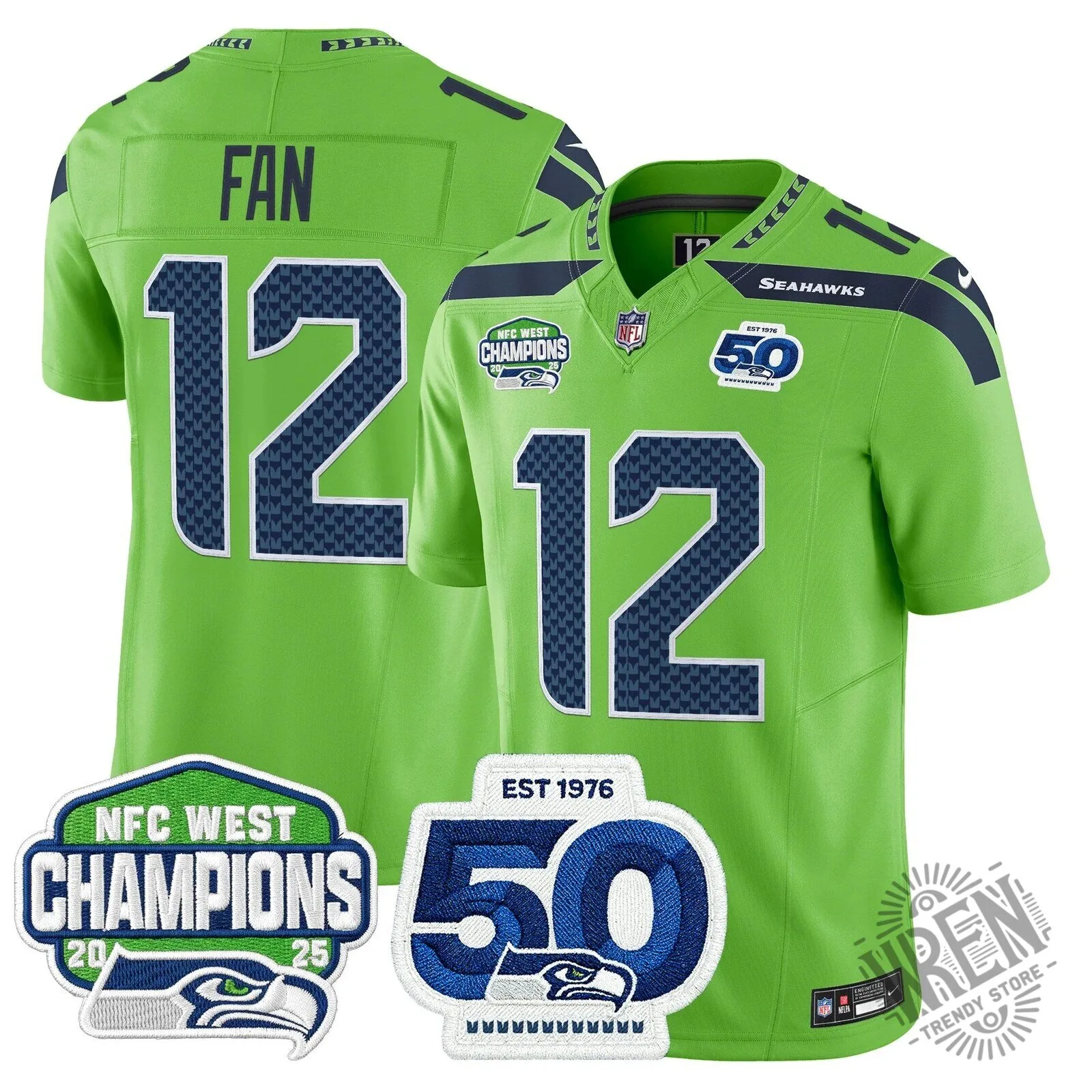 Seattle Seahawks 2025 NFC West Division Champions Sam Darnold Football Jersey 65 Seattle Seahawks 2025 NFC West Division Champions Sam Darnold Football Jersey