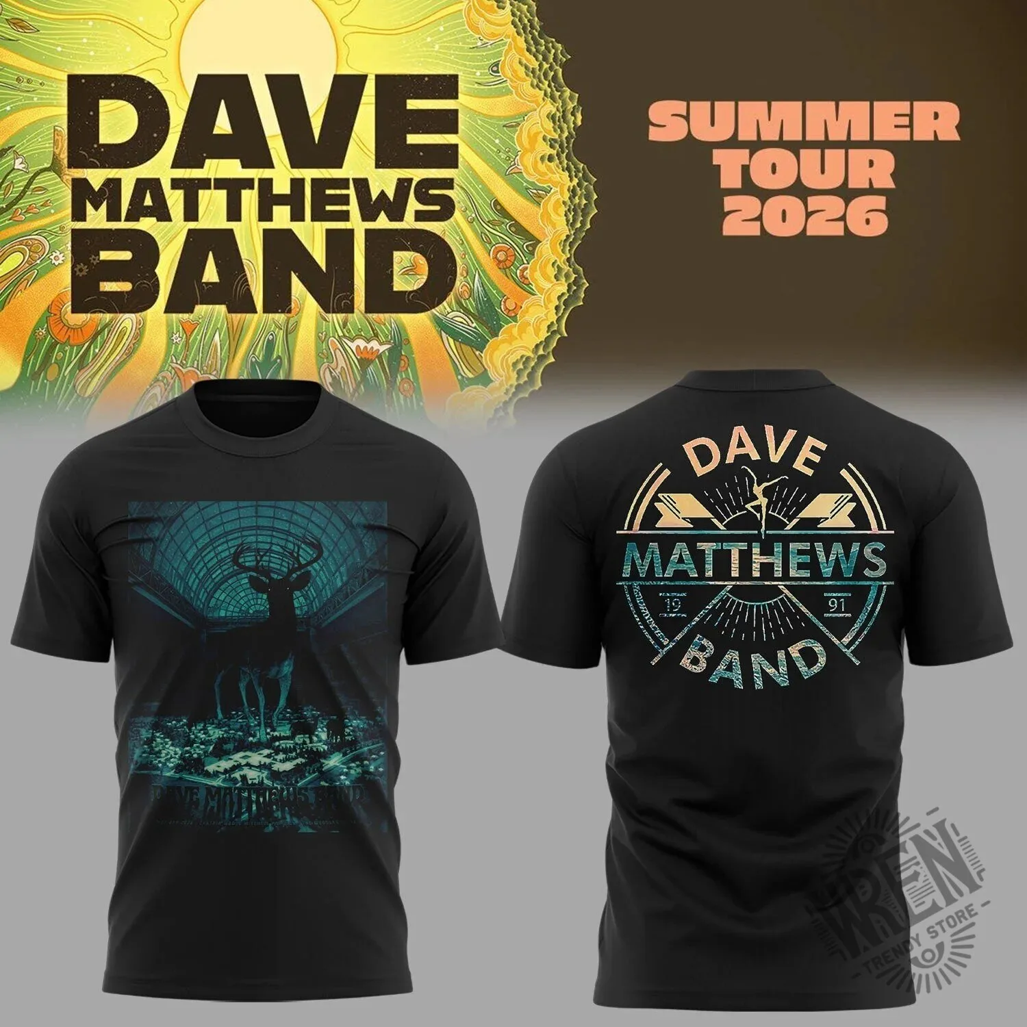 Dave Matthews Band Summer Tour 2026 Concert Black T-Shirt