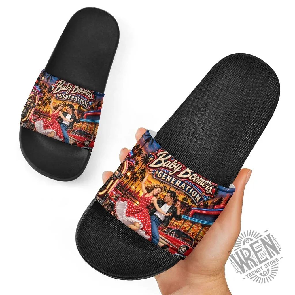 Baby Boomers Generation Vintage 1950s Retro Rock And Roll Nostalgia Slide Sandals 11 Baby Boomers Generation Vintage 1950s Retro Rock And Roll Nostalgia Slide Sandals