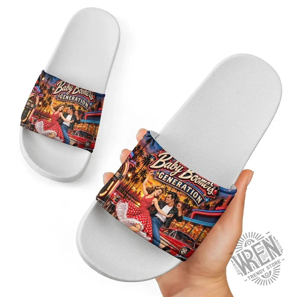 Baby Boomers Generation Vintage 1950s Retro Rock And Roll Nostalgia Slide Sandals 13 Baby Boomers Generation Vintage 1950s Retro Rock And Roll Nostalgia Slide Sandals