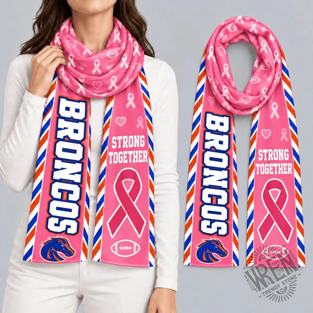 Boise State Broncos Breast Cancer Awareness Strong Together Pink Scarf Boise State Broncos Breast Cancer Awareness Strong Together Pink Scarf