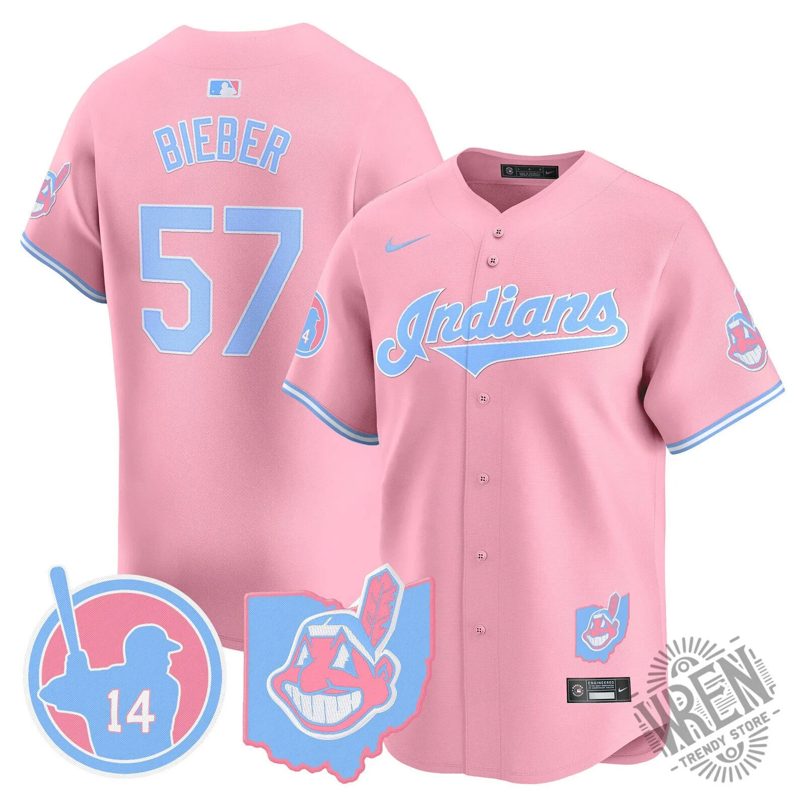 Cleveland Indians Jose Ramirez Bubblegum Pink Baseball Jersey 50 Cleveland Indians Jose Ramirez Bubblegum Pink Baseball Jersey