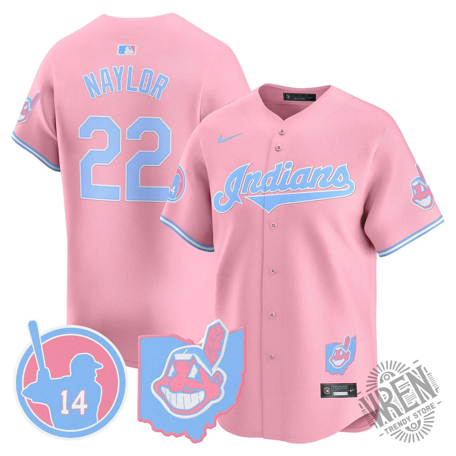 Cleveland Indians Jose Ramirez Bubblegum Pink Baseball Jersey 51 Cleveland Indians Jose Ramirez Bubblegum Pink Baseball Jersey