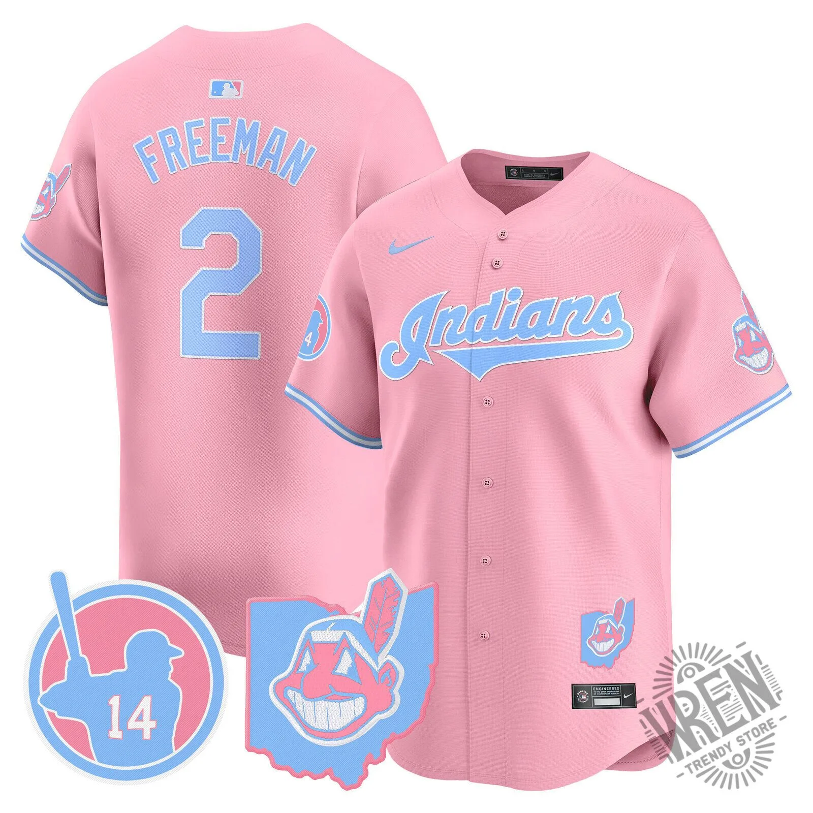 Cleveland Indians Jose Ramirez Bubblegum Pink Baseball Jersey 55 Cleveland Indians Jose Ramirez Bubblegum Pink Baseball Jersey