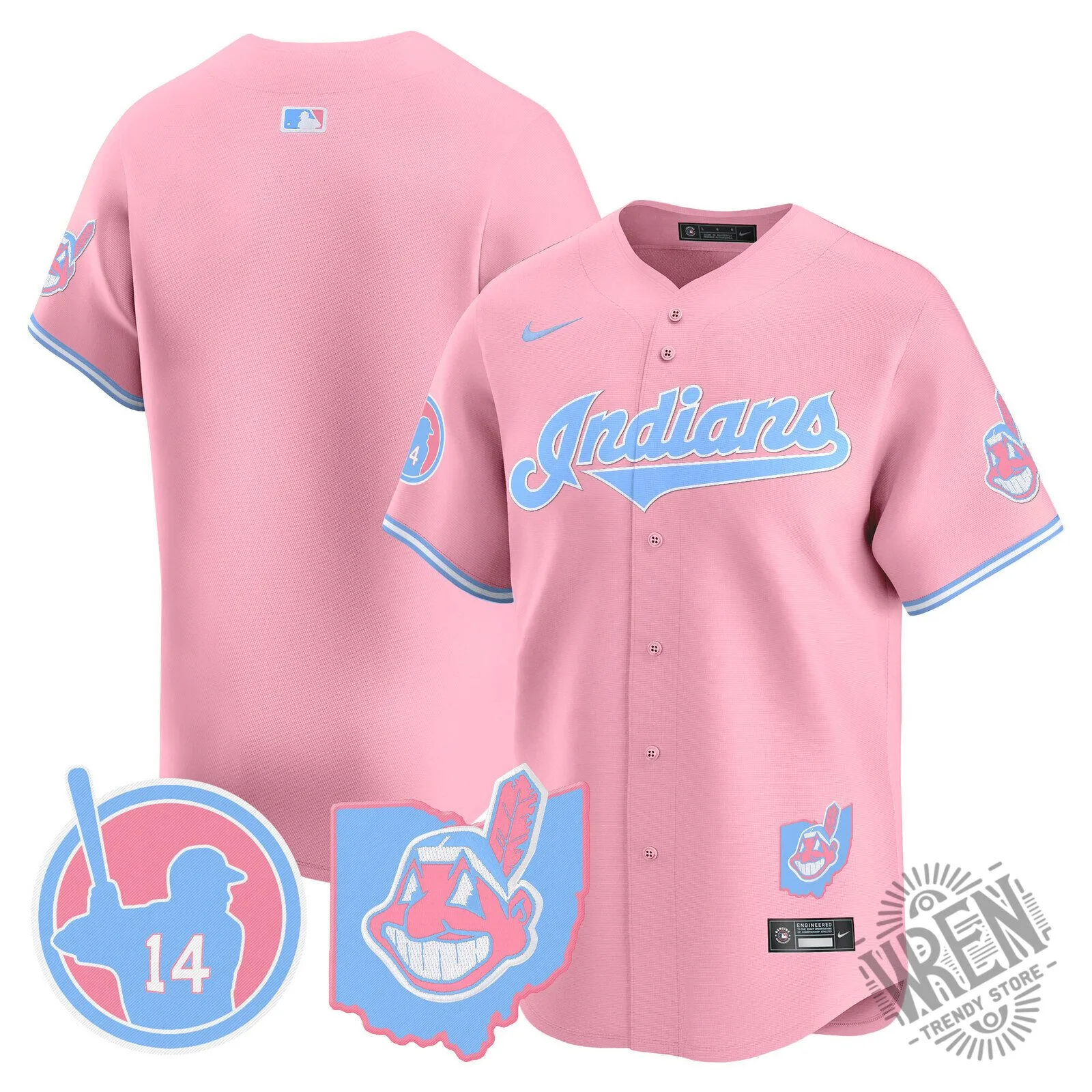 Cleveland Indians Jose Ramirez Bubblegum Pink Baseball Jersey 57 Cleveland Indians Jose Ramirez Bubblegum Pink Baseball Jersey