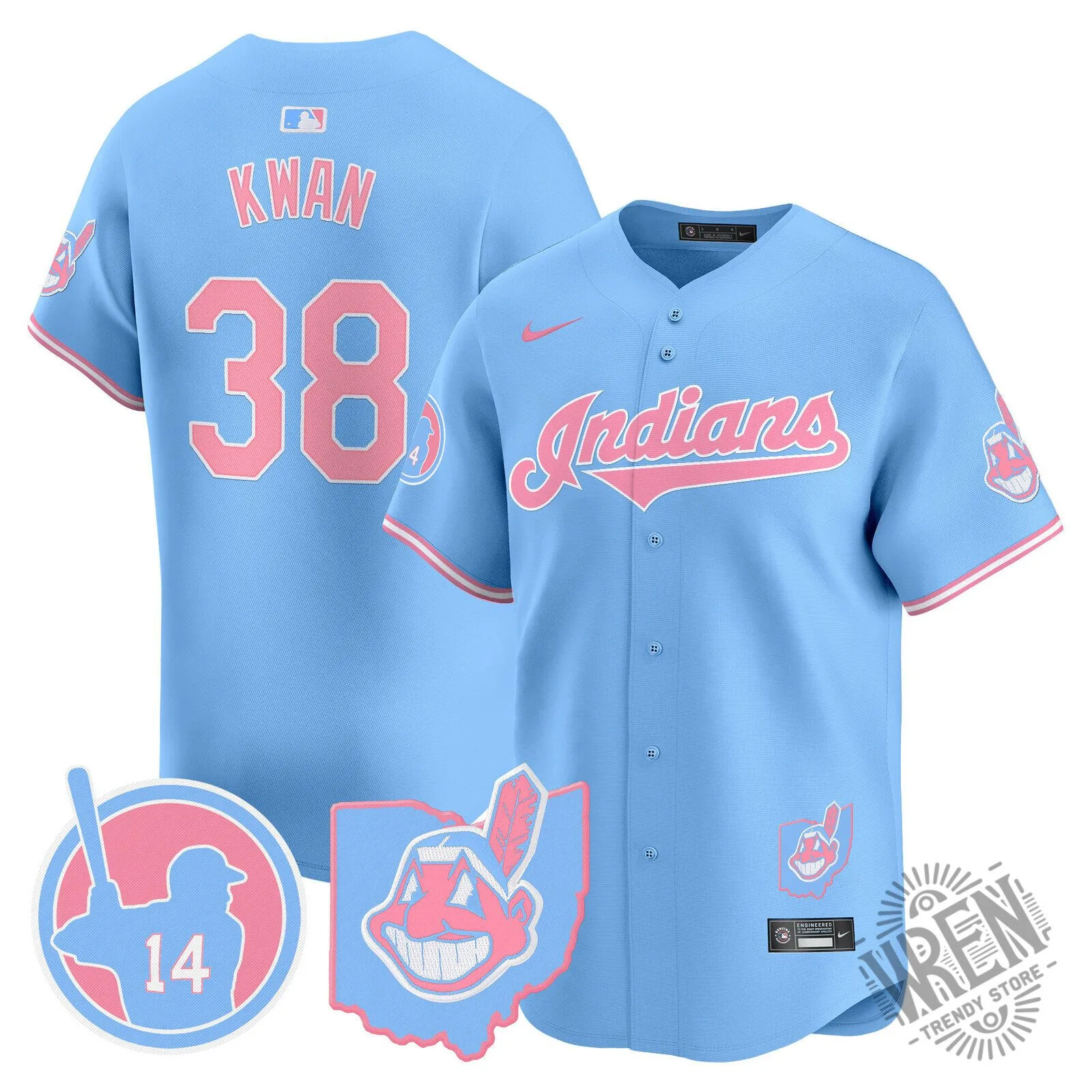 Cleveland Indians Jose Ramirez Bubblegum Pink Baseball Jersey 61 Cleveland Indians Jose Ramirez Bubblegum Pink Baseball Jersey
