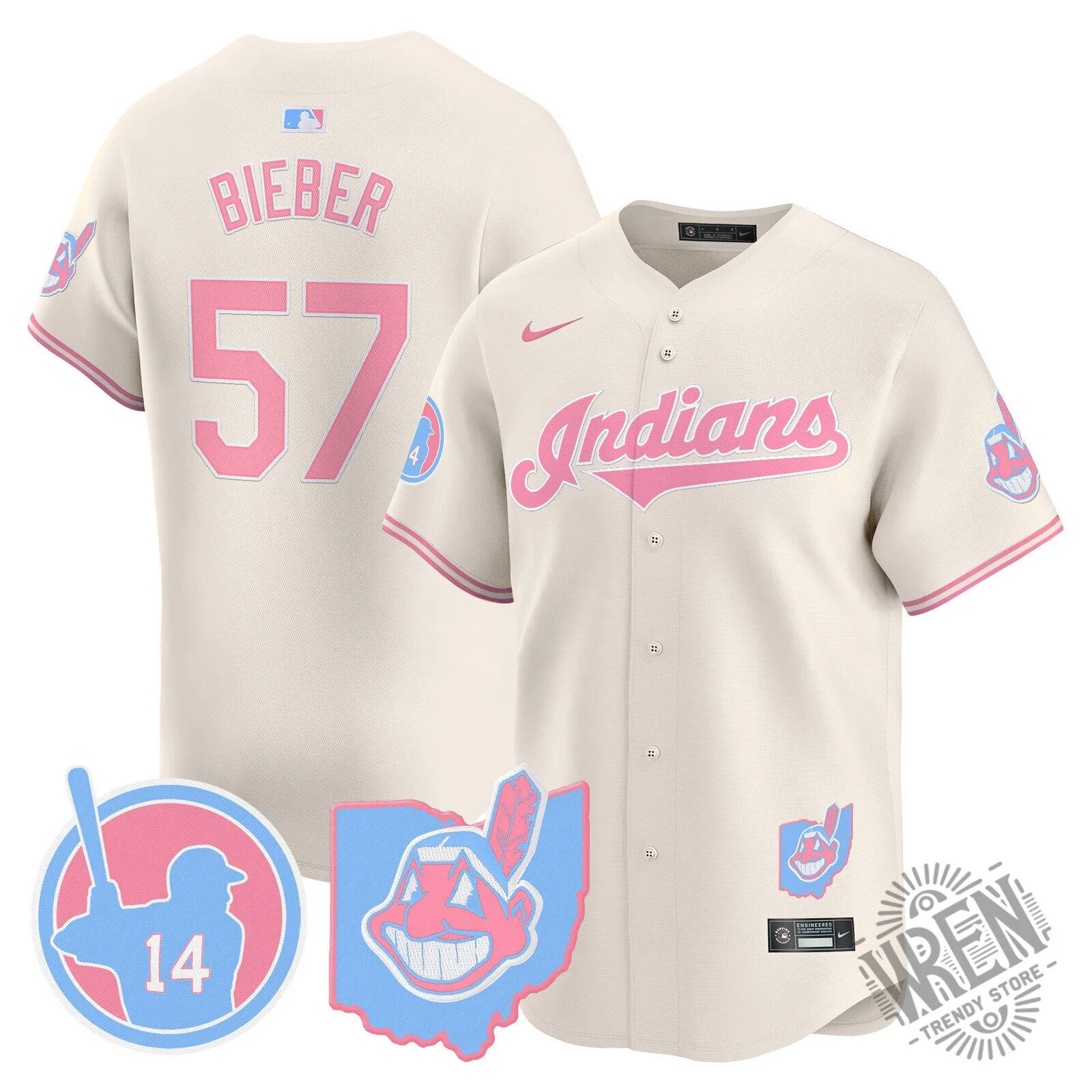 Cleveland Indians Jose Ramirez Bubblegum Pink Baseball Jersey 68 Cleveland Indians Jose Ramirez Bubblegum Pink Baseball Jersey