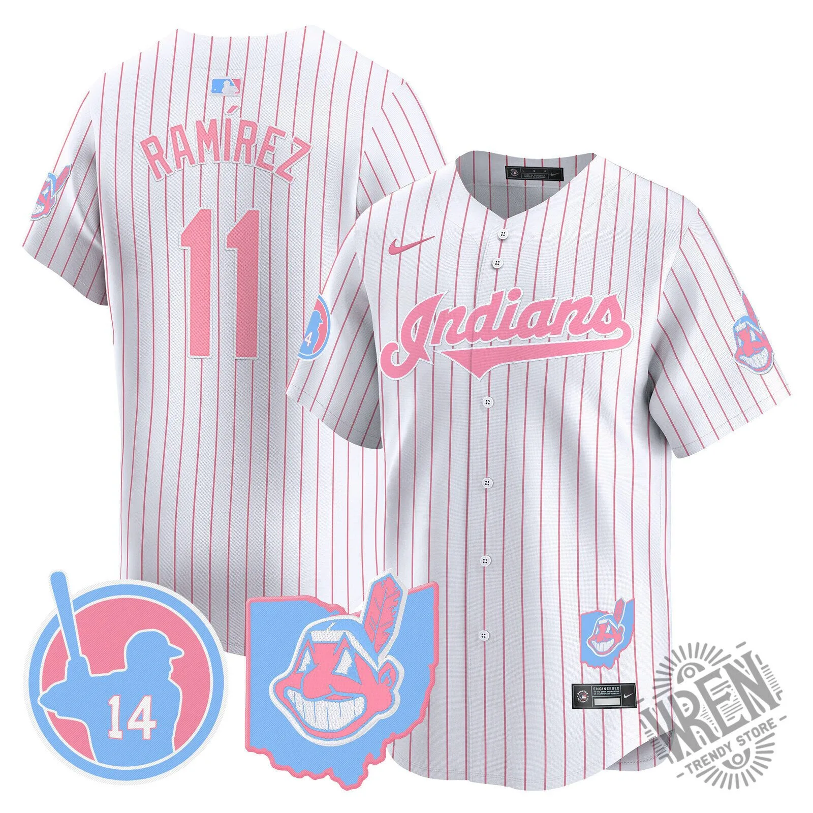 Cleveland Indians Jose Ramirez Bubblegum Pink Baseball Jersey 76 Cleveland Indians Jose Ramirez Bubblegum Pink Baseball Jersey