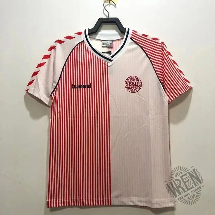 Denmark 1986 Hummel Away Retro Football Soccer Jersey