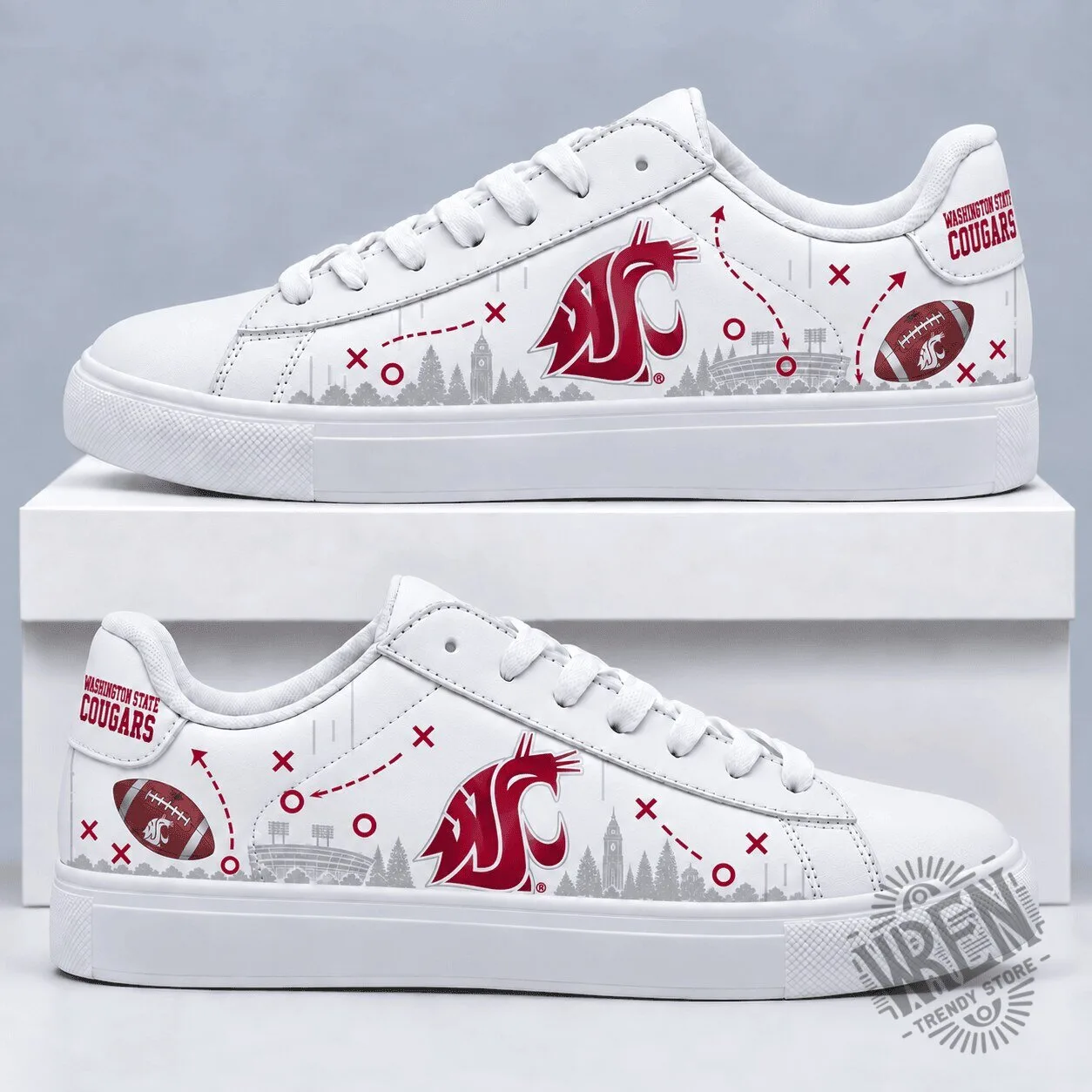 Washington State Cougars Football Team White Low Top Sneakers