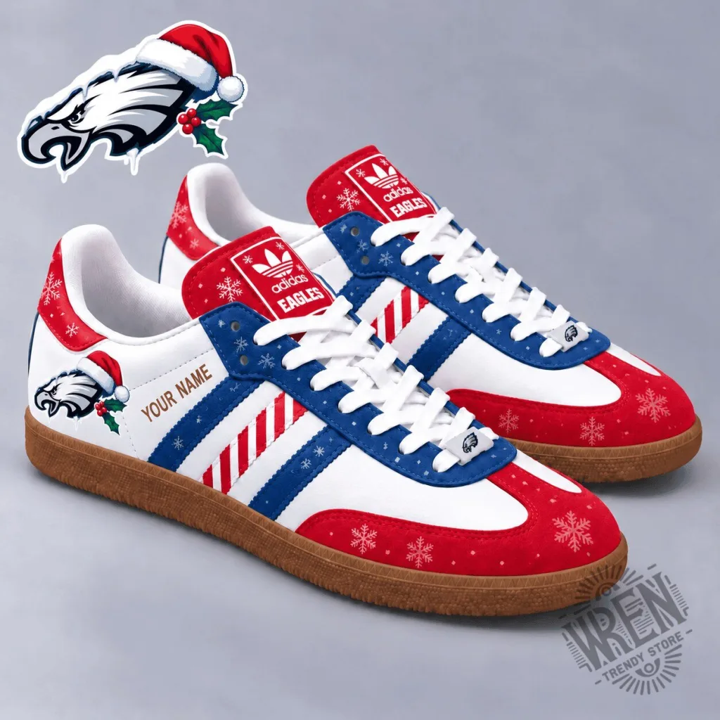 Philadelphia Eagles Christmas Holiday Custom Name Adidas Samba Shoes Philadelphia Eagles Christmas Holiday Custom Name Adidas Samba Shoes