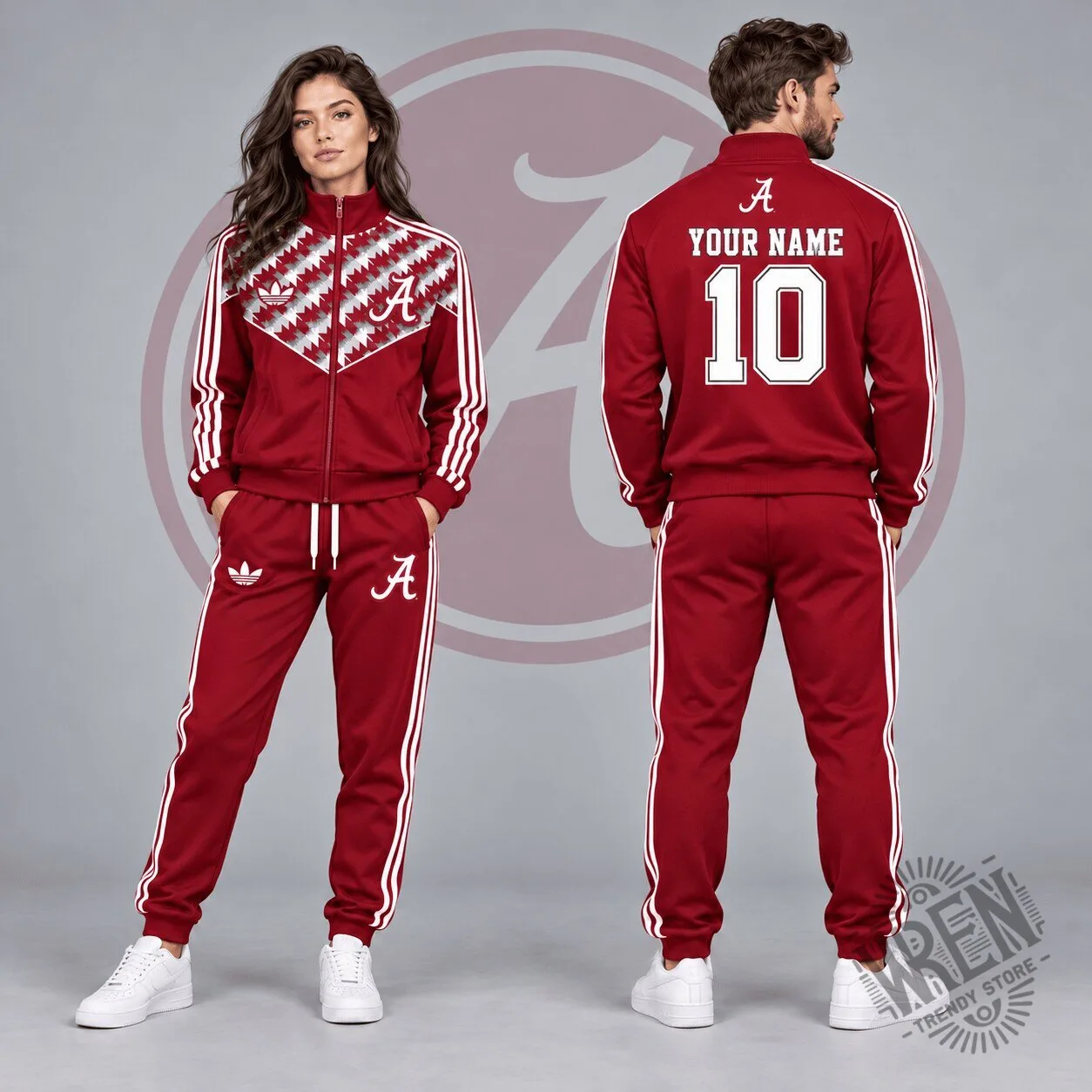 Alabama Crimson Tide Personalized Full-Zip Tracksuit Jacket and Jogger Pants Set