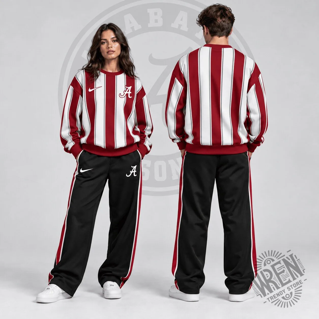 Alabama Crimson Tide Vertical Stripe Crewneck Sweatshirt