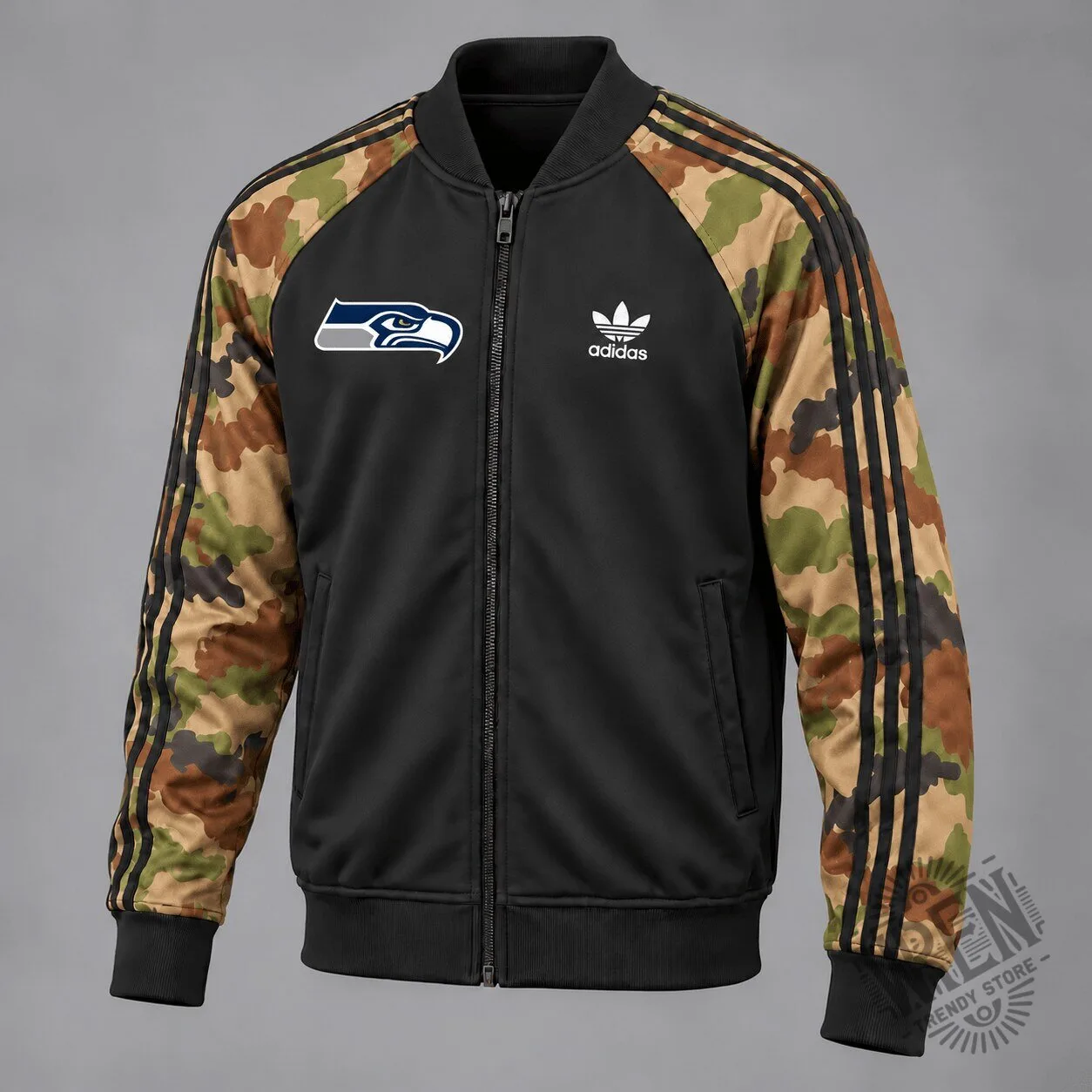 Seattle Seahawks NFL Adidas Camouflage Bomber Jacket 3 Seattle Seahawks NFL Adidas Camouflage Bomber Jacket