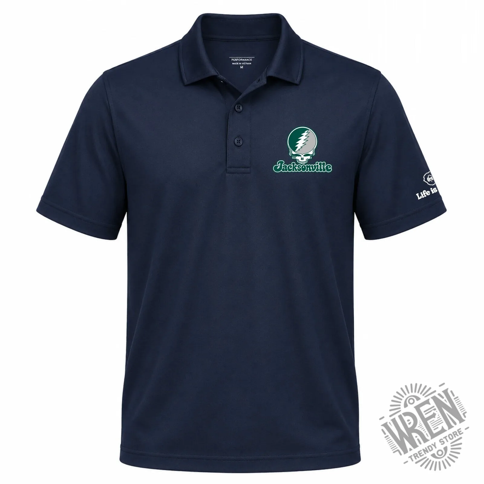 Jacksonville Grateful Dead Steal Your Face Skull Light Blue Polo Shirt 9 Jacksonville Grateful Dead Steal Your Face Skull Light Blue Polo Shirt