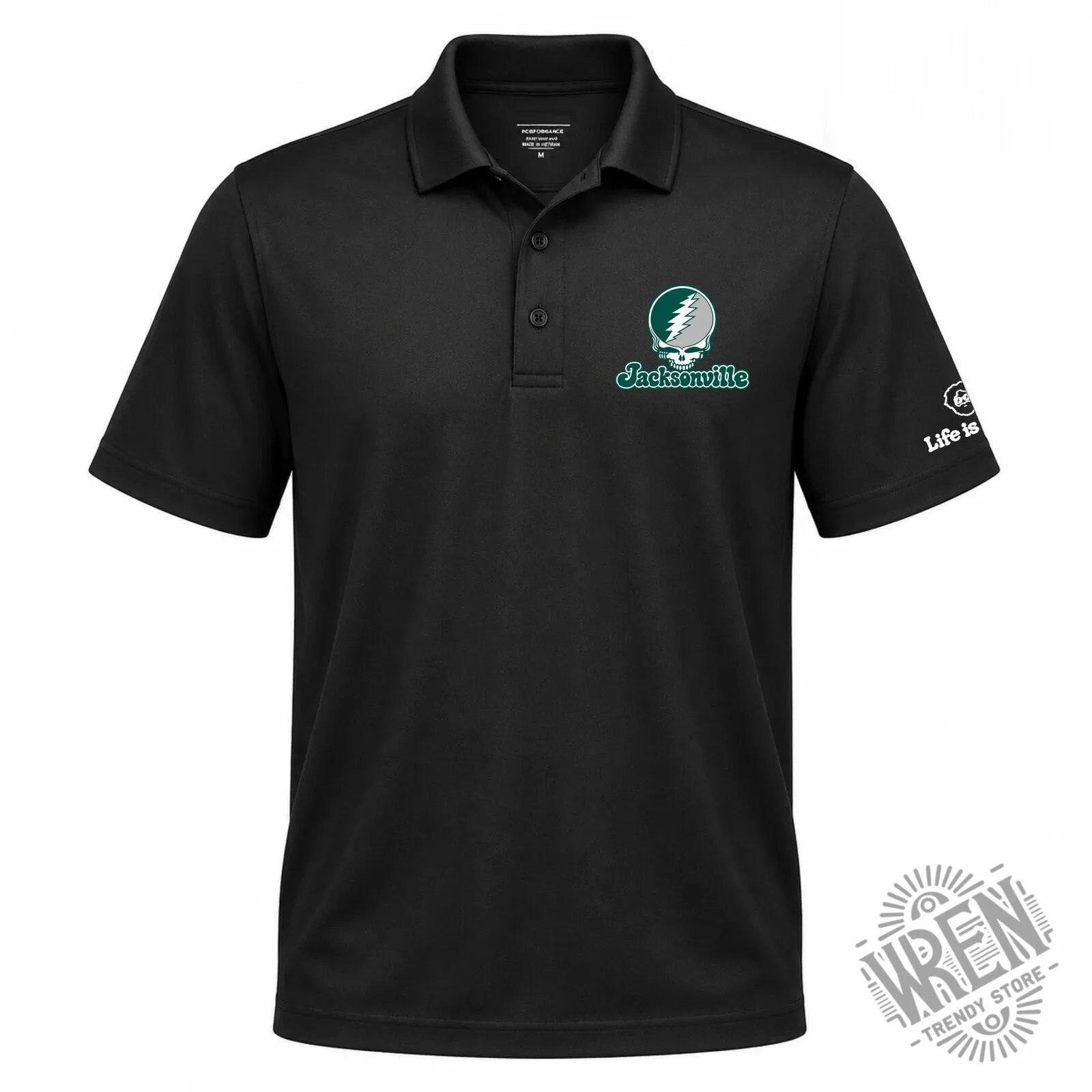 Jacksonville Grateful Dead Steal Your Face Skull Light Blue Polo Shirt 10 Jacksonville Grateful Dead Steal Your Face Skull Light Blue Polo Shirt