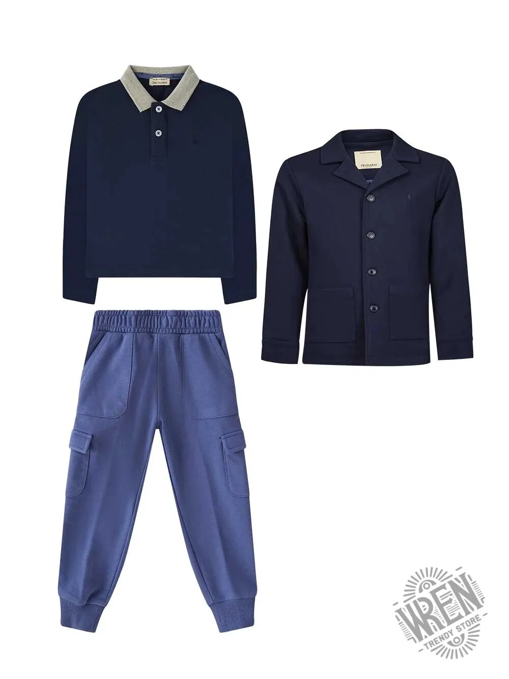 Trussardi Navy Blue Long Sleeve Collared Polo Shirt for Men 6 Trussardi Navy Blue Long Sleeve Collared Polo Shirt for Men