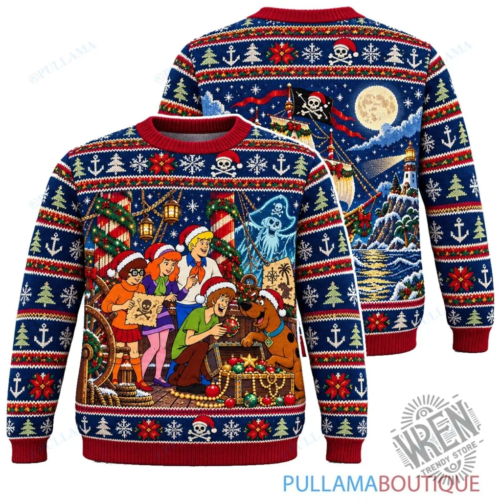Scooby Doo Pirate Ship Christmas Holiday Ugly Sweater Scooby Doo Pirate Ship Christmas Holiday Ugly Sweater