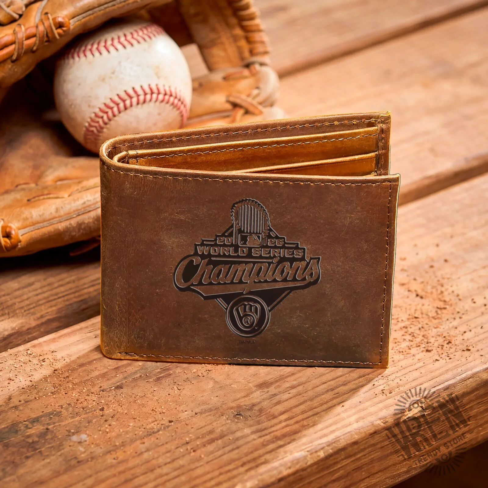 Milwaukee Brewers World Series Champions Bi-Fold Leather Wallet 5 Milwaukee Brewers World Series Champions Bi-Fold Leather Wallet