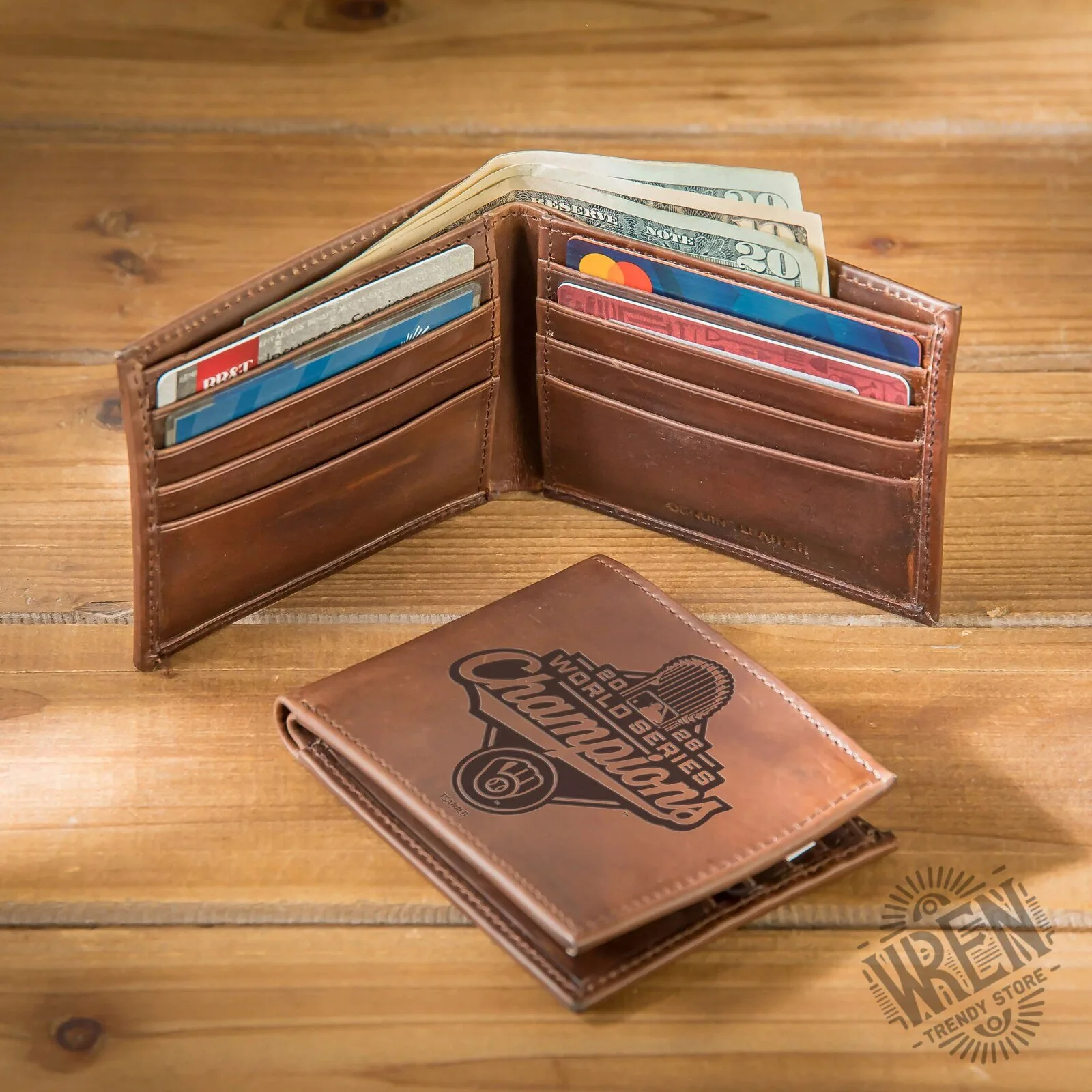 Milwaukee Brewers World Series Champions Bi-Fold Leather Wallet 6 Milwaukee Brewers World Series Champions Bi-Fold Leather Wallet